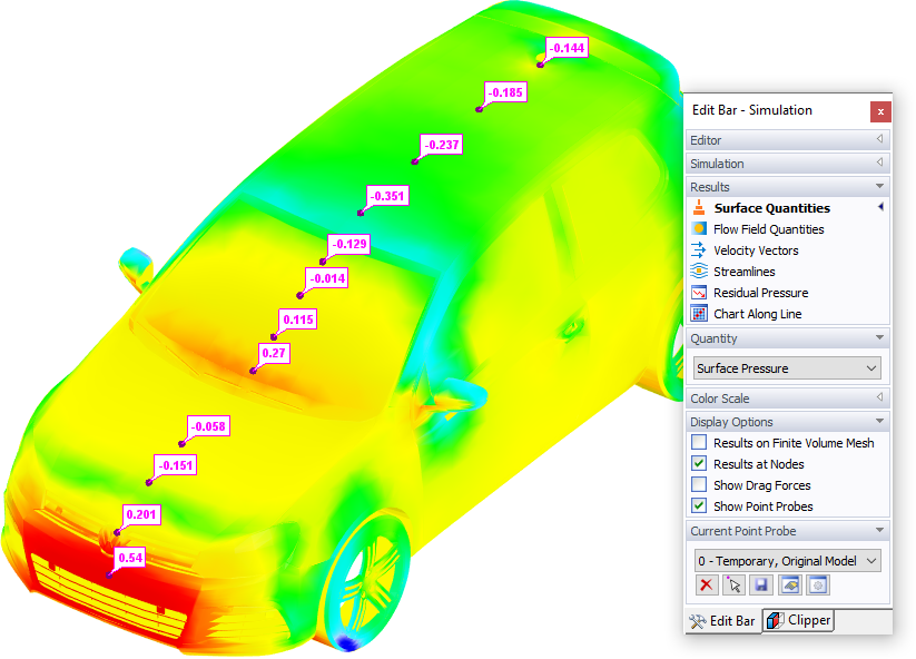 Probes of Surface Pressure Results Defined on Surface Mesh